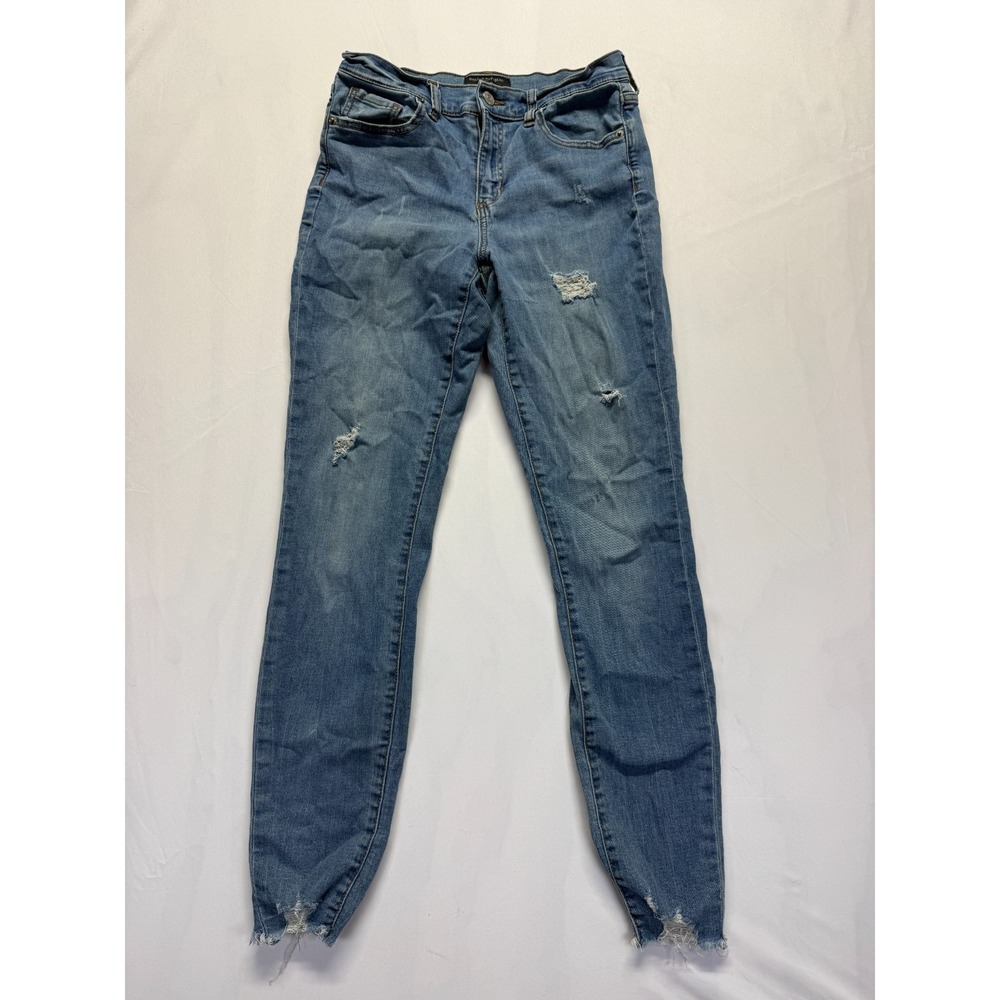 Banana Republic Skinny Fit Jeans Women 26/2 Blue Denim Distressed Frayed Hem